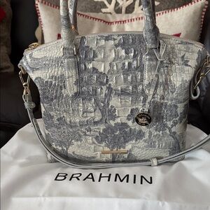 Brahmin Cream and Gray Satchel